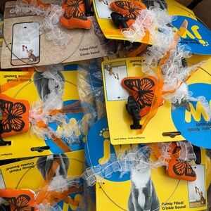 X's 6 Packs JW Pet Cat Toy Canvas Butterfly Play Door Hanging Dangler Teaser 18"